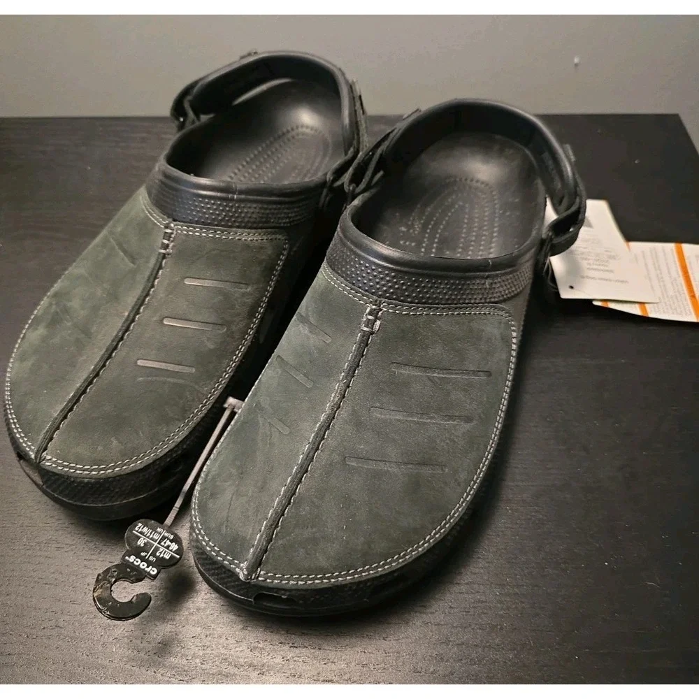 Crocs Men's 12 Yukon Mesa Clog Espresso Black Leather NEW with spots - see pics